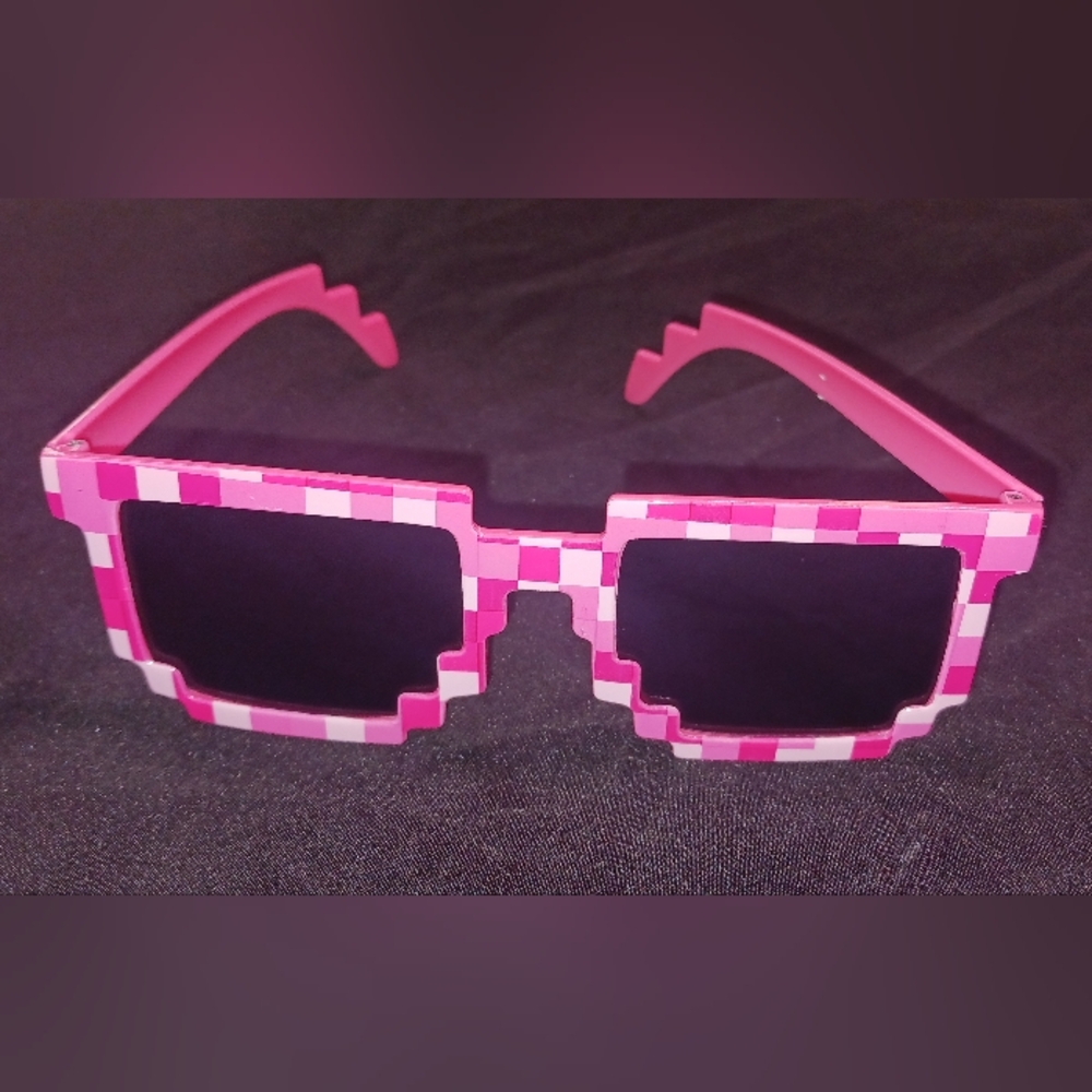 Pixelated Pink and White Sunglasses